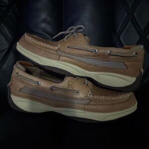 Sperry Tan Leather & Cream Sole Boat Shoes